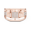 Round Cut Lab Grown Diamond Men's Pillar Cage Geometric Gold Statement Band - View 2