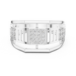 Round Cut Lab Grown Diamond Men's Pillar Cage Geometric Gold Statement Band - View 3