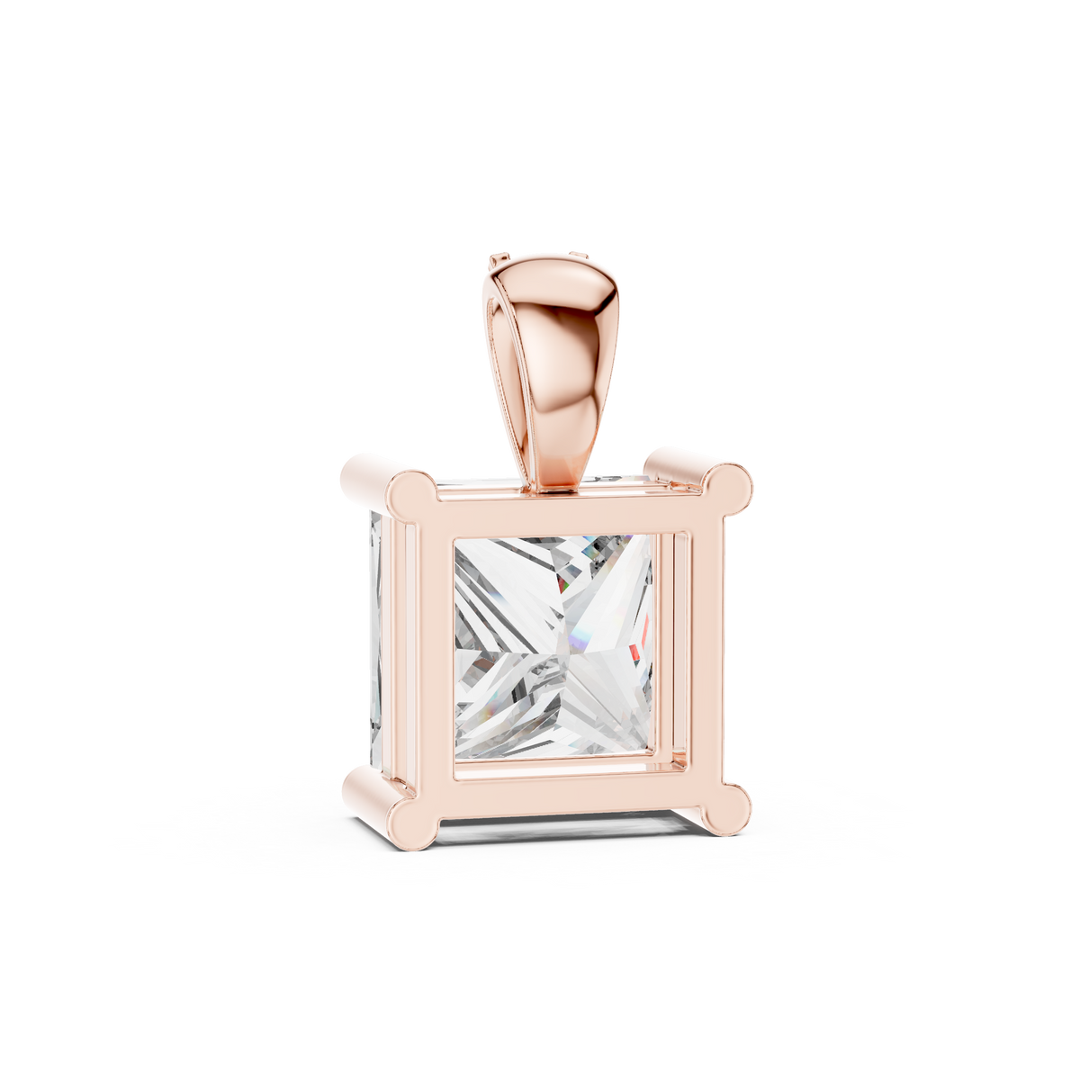 Princess Cut Lab Grown Diamond Solitaire Pendant - View 6