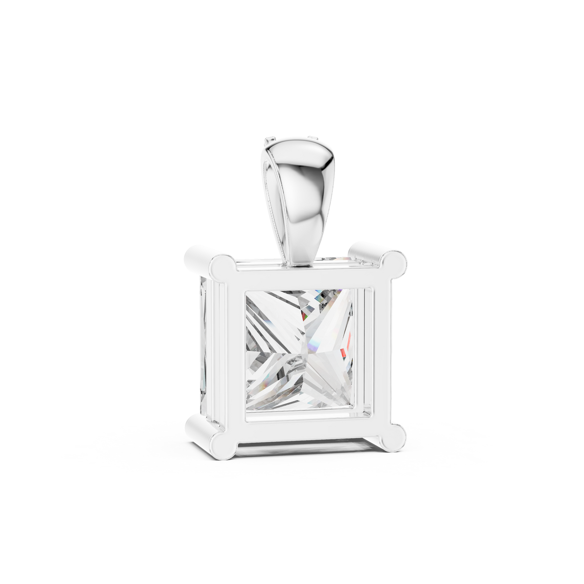 Princess Cut Moissanite Diamond Solitaire Pendant - View 7