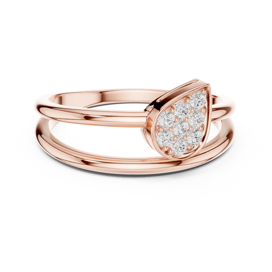 Pear Shape Round Cut Lab Grown Diamond Pave Double Band Ring - View 2