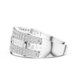 Round Cut Moissanite Diamond Men's Double Pave Border Geometric Ring - View 12