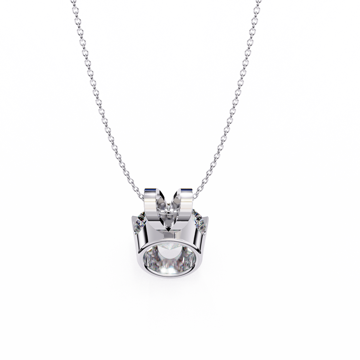 Round Lab Grown Diamond Solitaire Six Prong V Bail Pendant - View 9