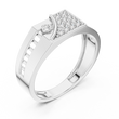 Round Cut Lab Grown Diamond Men's Bezel Accent Trapezoid Pave Statement Band - View 6