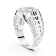 Round Cut Moissanite Diamond Men's Geometric Double Pave Crest Engagement Ring - View 9