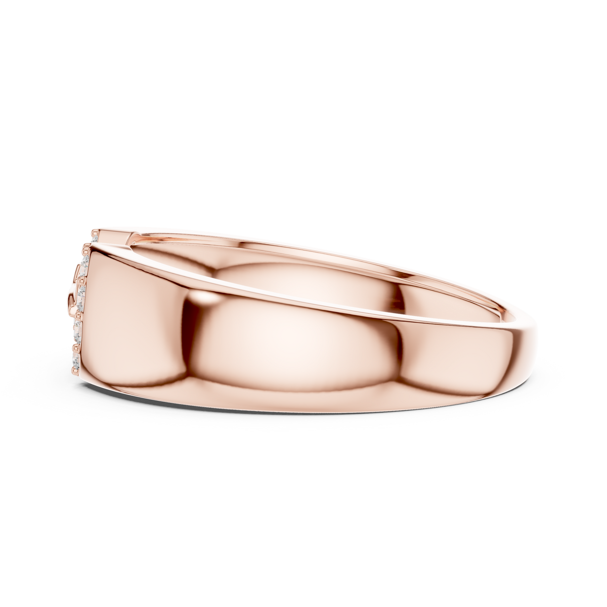 Round Cut Moissanite Diamond Men's Equestrian Openwork Link Wedding Band - View 11