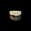 Round Cut Lab Grown Diamond Men's Oval Shield Pave Accent Wedding Ring