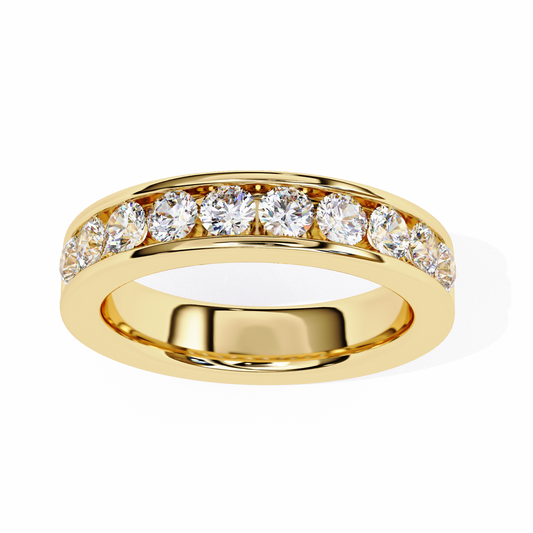 Round Cut Brilliant Channel Set Lab Diamond Wedding Band Ring - View 2