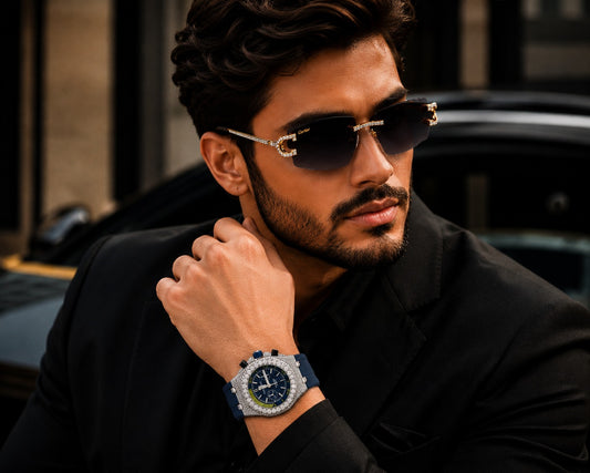 Executive Collection Luxury Moissanite Diamond Chronograph Watch And Signature Designer Eyewear Set - View 2