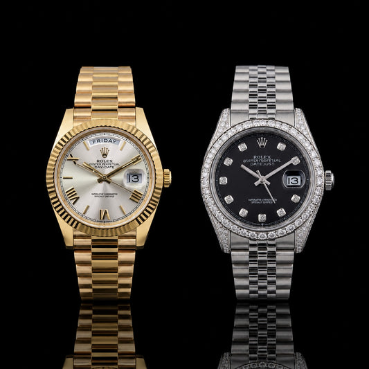 Executive Heritage Collection Gold Calendar And Moissanite Diamond Classic Date Luxury Watch Duo
