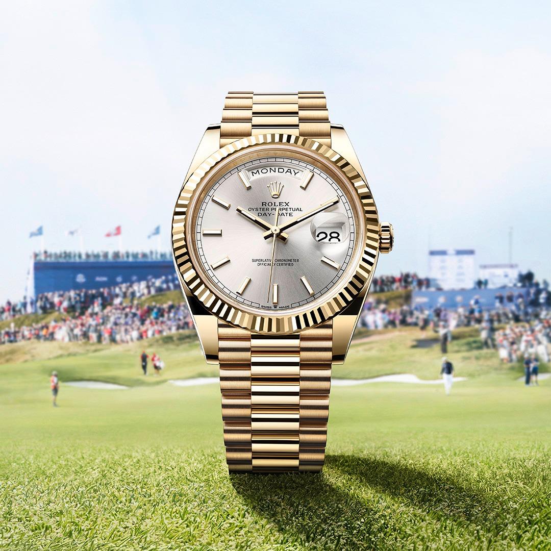Executive Heritage Collection Gold Calendar And Moissanite Diamond Classic Date Luxury Watch Duo - View 3