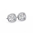 Exquisite Lab Grown Cushion Halo Stud Earrings Featuring Round Brilliant Center Stones - View 4
