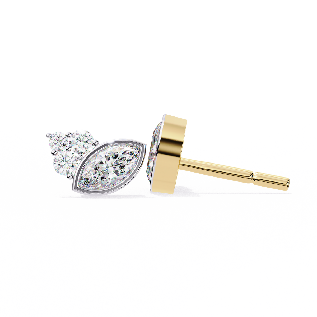 Exquisite Marquise Lab Grown Diamond Cluster Stud Earrings in Bezel Setting for Timeless Elegance - View 5