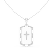Round Moissanite Diamond Cross Tag Pendant with Enamel Border - View 3