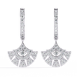 Geometric Fan Shaped Pave Round Cut Lab Grown Diamond Drop Earrings - View 3