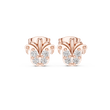 Regal Quartet Round Moissanite Diamond Stud Earrings with Sculpted Crest Design - View 2