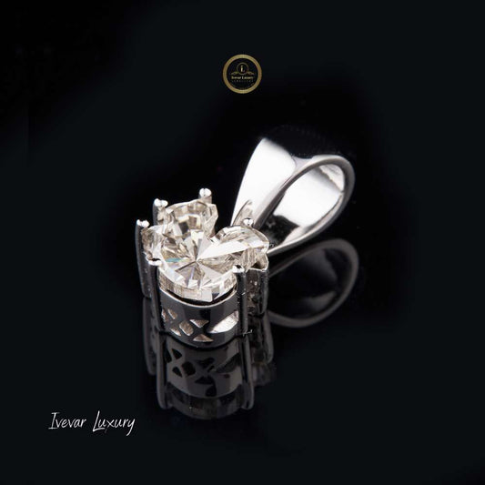 Fancy Cut Moissanite Diamond Pendant With Tapered Bail Box Chain - View 2