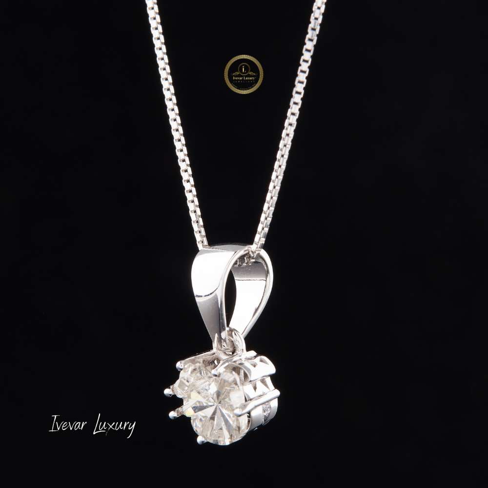 Fancy Cut Moissanite Diamond Pendant With Tapered Bail Box Chain - View 4