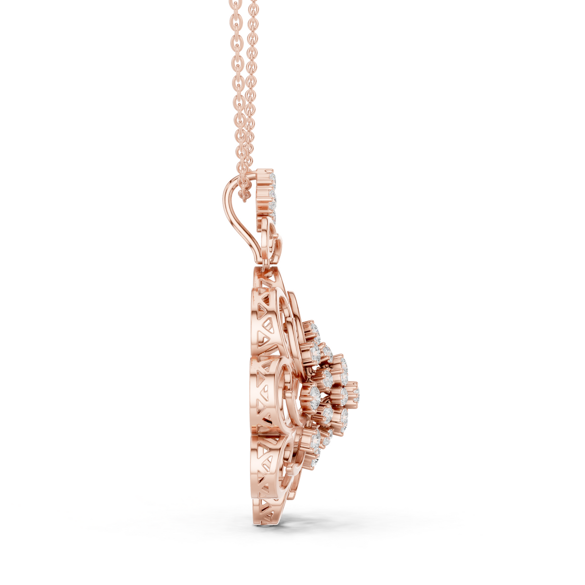 Filigree Open Work Round Lab Grown Pendant Necklace - View 5