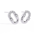 Contemporary Pave Round Moissanite Diamond U Shaped Link Earrings - View 6