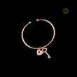 Round Moissanite Diamond Heart Lock Key Charms Open Torque Bangle Bracelet - View 4