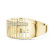 Round Cut Moissanite Diamond Men's Vertical Pillar Cage Pave Statement Ring - View 10