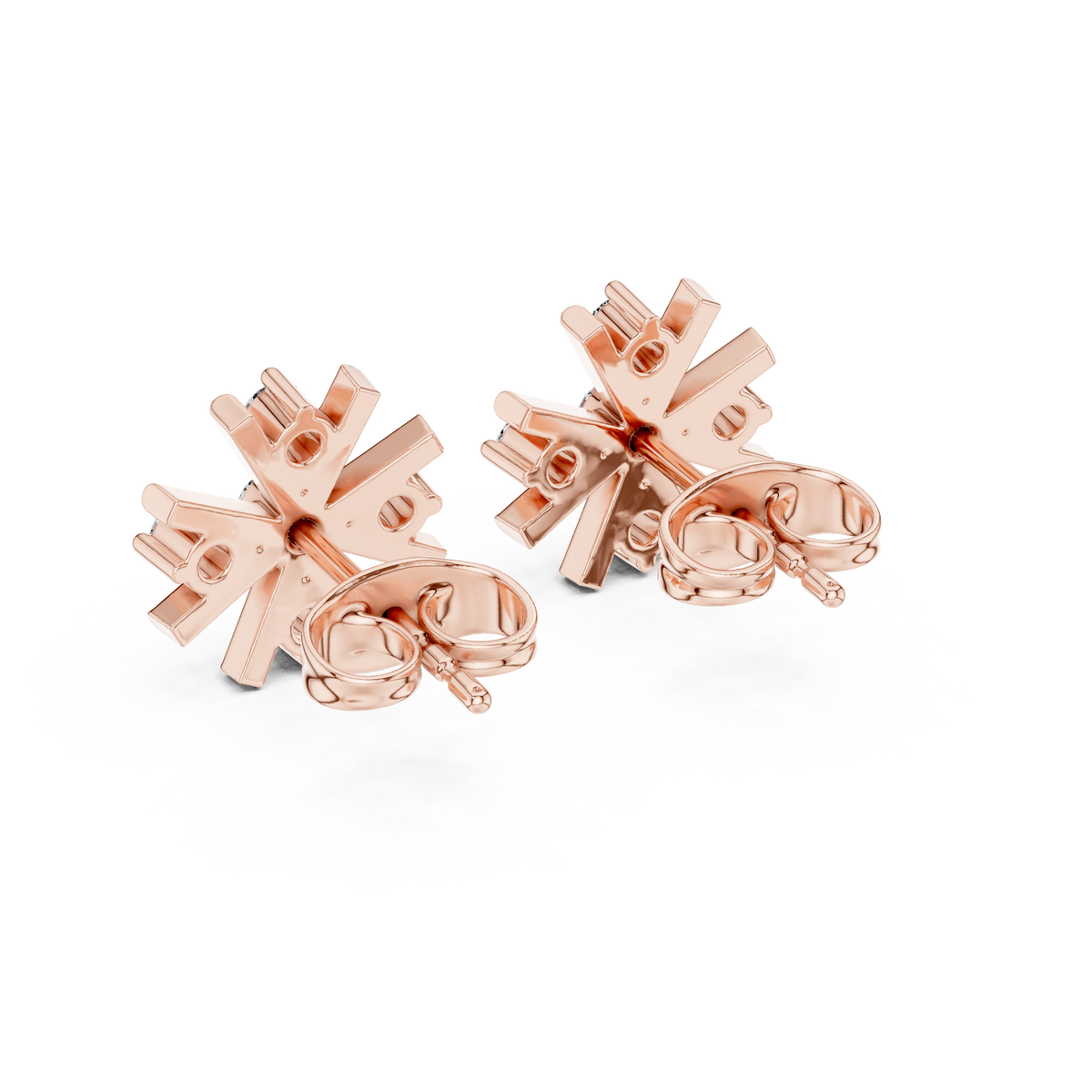 Starburst Sunburst Spoke Round Moissanite Diamond Geometric Cluster Stud Earring - View 11