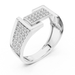Round Cut Moissanite Diamond Men's Rectangular Center Pave Statement Band - View 6