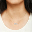 Openwork Pave Oval Link Off Center Cushion Lab Grown Diamond Pendant - View 10