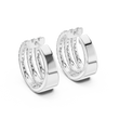 Triple Row Round Lab Diamond Hoop Earrings Everyday Statement Jewelry - View 12