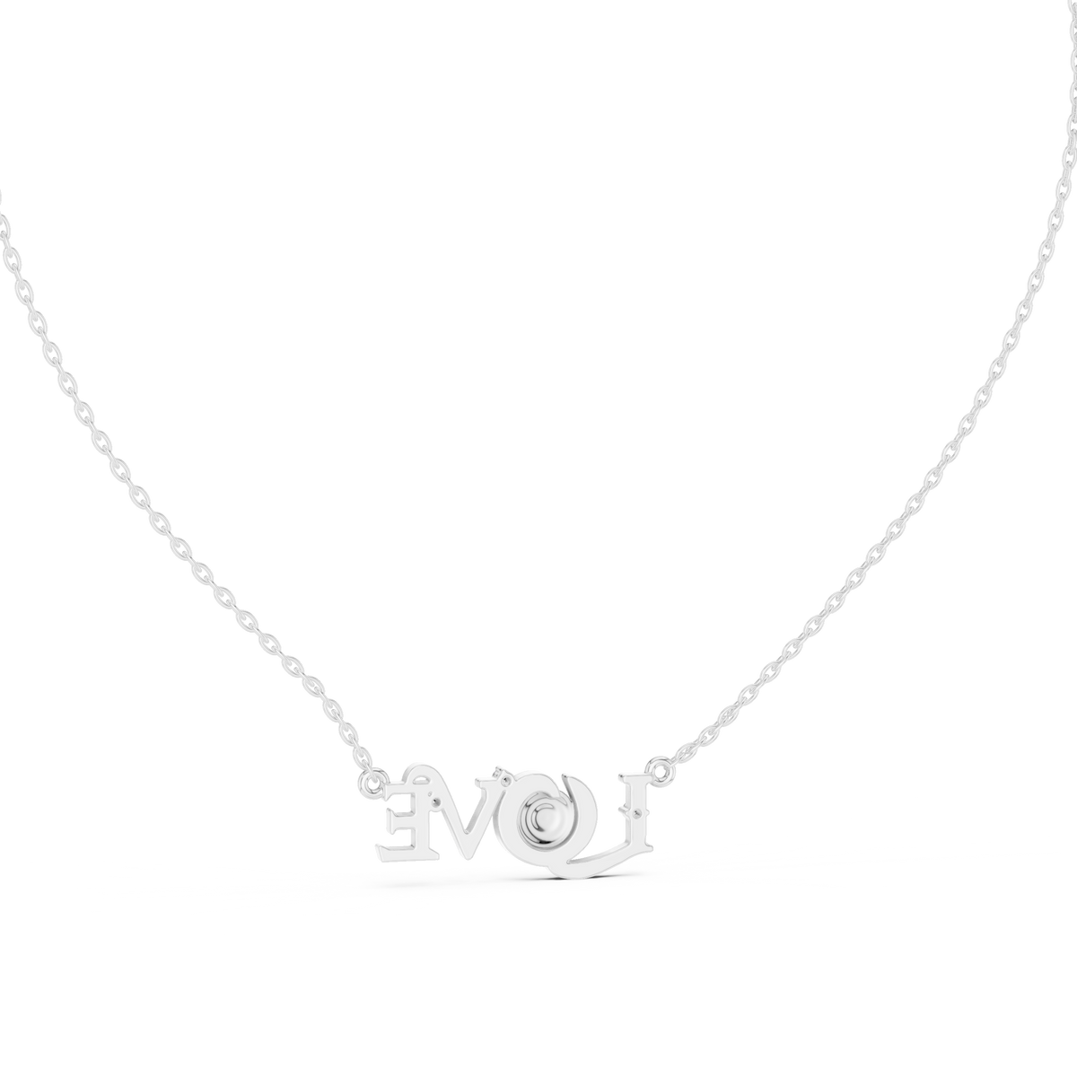 LOVE Alphabet Typography Pendant with Round Moissanite Diamond - View 9