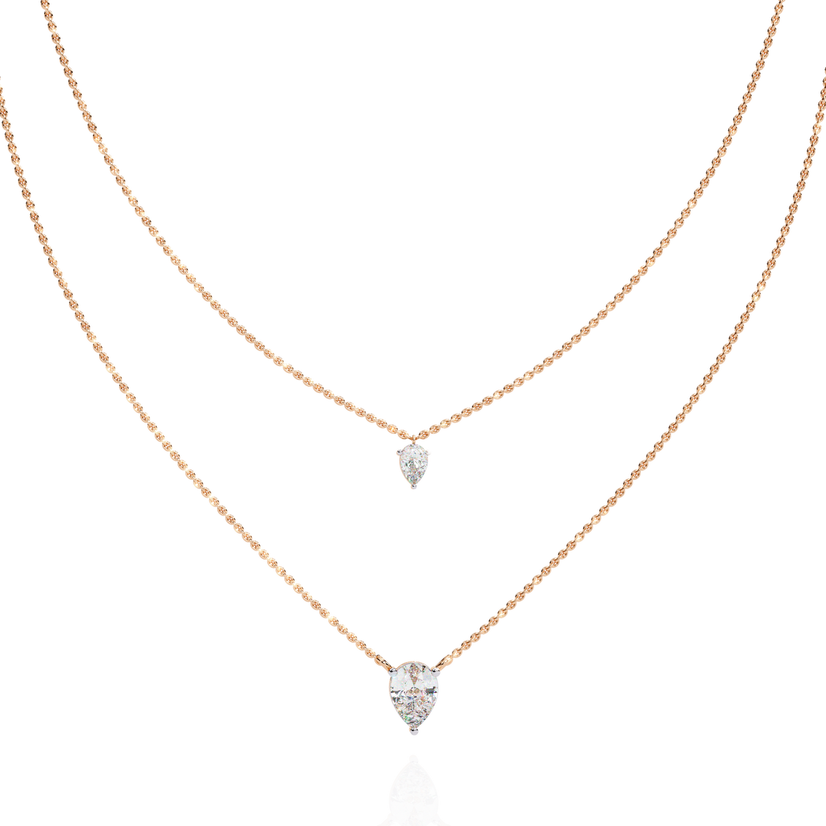 Layered Pear Cut Lab Grown Diamond Double Pendant Necklace - View 2