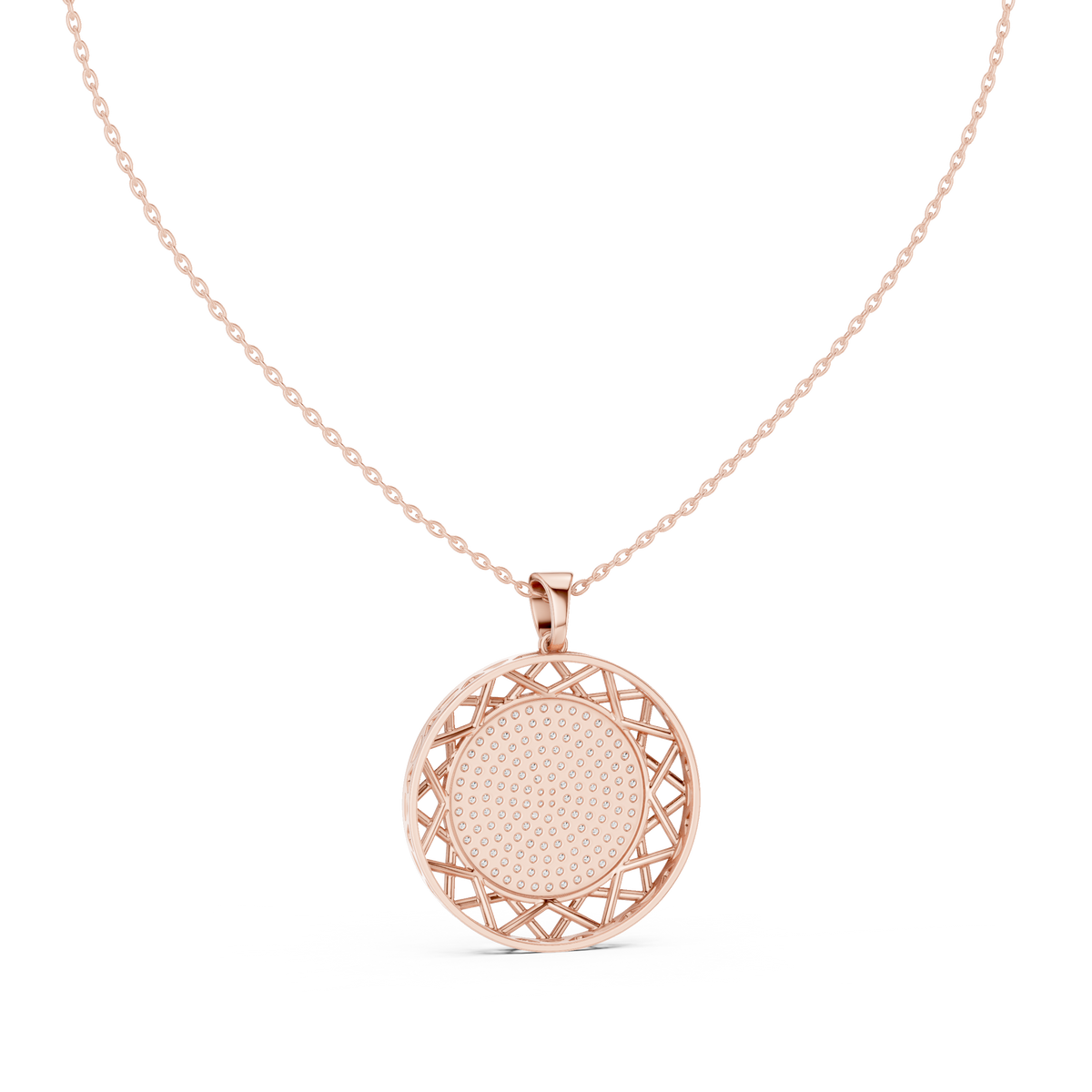 Circular Medallion Pendant with Cluster Round Lab Grown Diamond - View 8