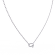 Openwork Pave Oval Link Off Center Cushion Lab Grown Diamond Pendant - View 9