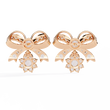 Unique Moissanite Round Diamond Bow Drop Earrings with Dazzling Pave Detailing and Sparkling Floral Charm - View 7