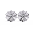 Sunburst Lab Diamond Round Center Flower Stud Earrings with Fluted Design - View 3
