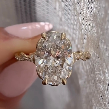 Oval Cut Hidden Halo Lab Diamond Twist Engagement Ring