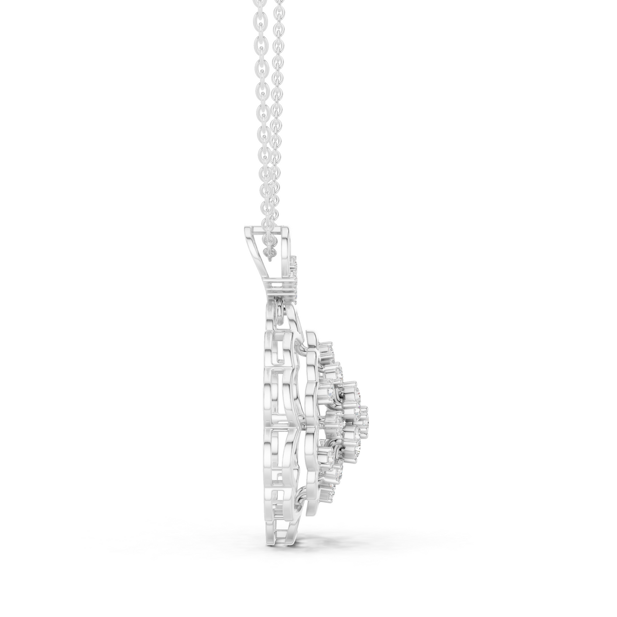 Floral Round Moissanite Diamond Pendant For Women - View 6