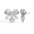 Unique Moissanite Round Diamond Bow Drop Earrings with Dazzling Pave Detailing and Sparkling Floral Charm - View 5