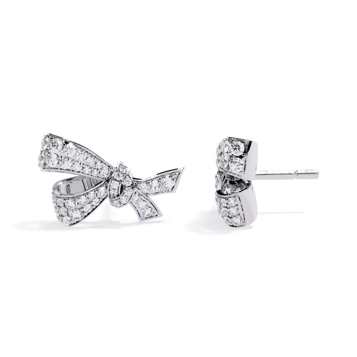 Exquisite Round Lab Grown Radiant Ribbon Diamond Bow Stud with Sparkling Glamour Earring - View 6
