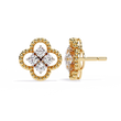 Luxury Floral Motif Stud Earrings with Sparkling Lab Diamond Inspired Cluster Centerpiece - View 4