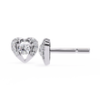 Heart Shaped Lab Diamond Stud Earrings with Round Center Stone and Pave Accents - View 6