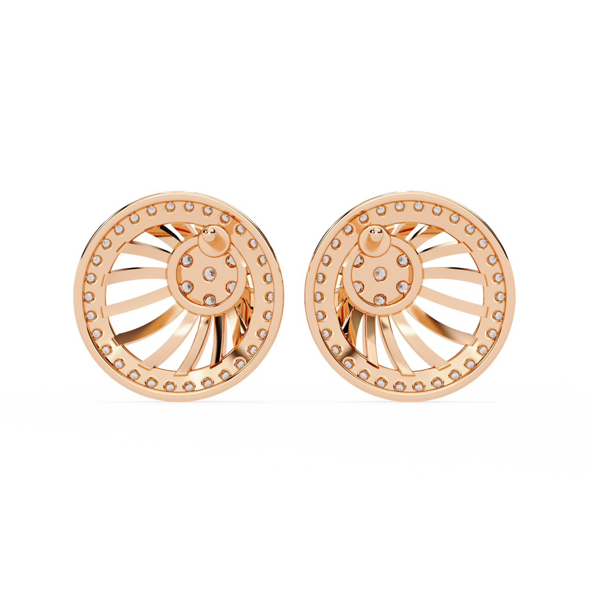 Radiant Sunburst Lab Diamond Stud Earrings with Sparkling Diamond Cluster - View 8