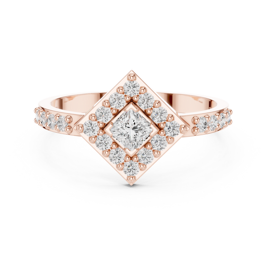 Princess Cut Halo Diamond Square Lab Grown Diamond Ring - View 2