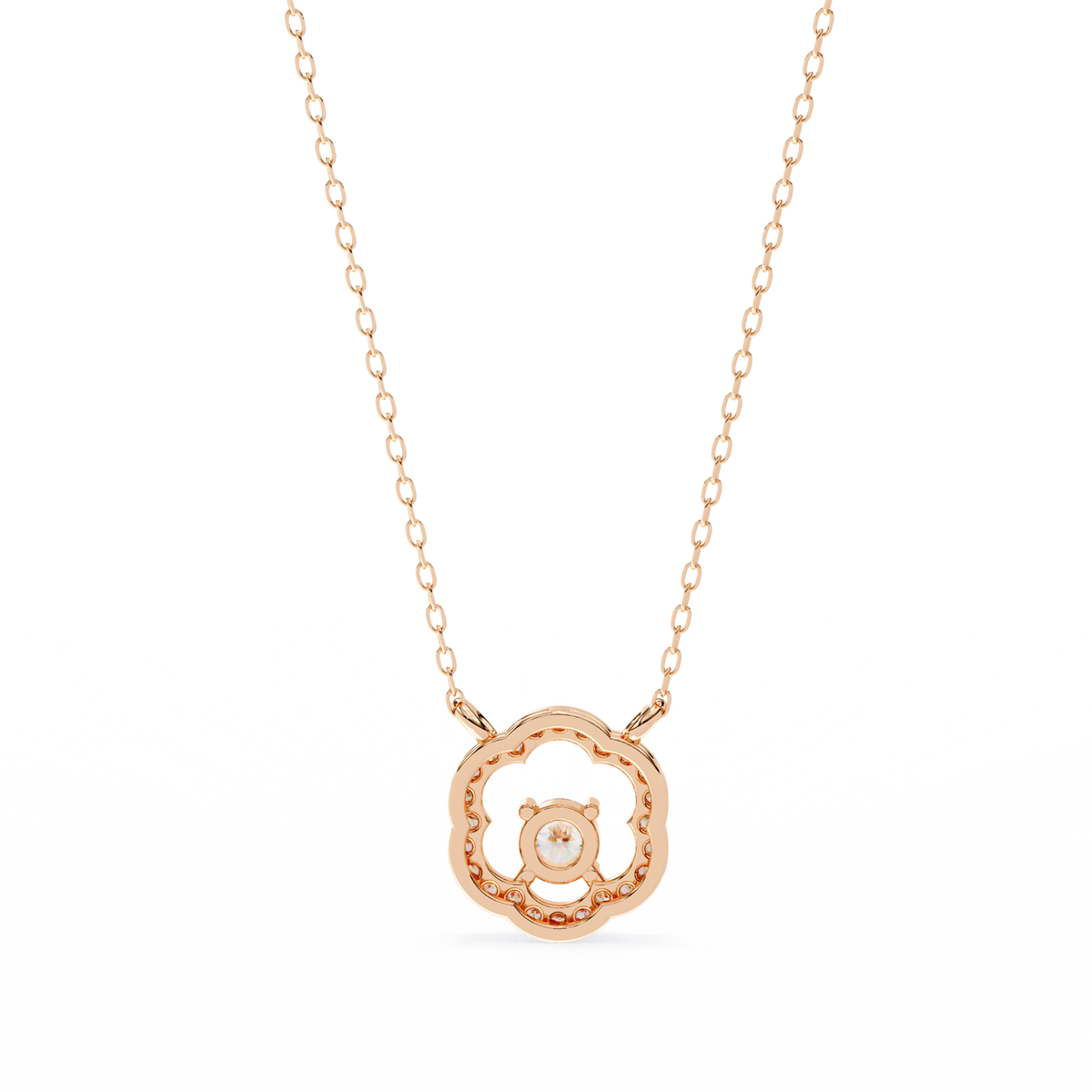 Flower Shape Halo Pendant with Round Lab Grown Diamond - View 9