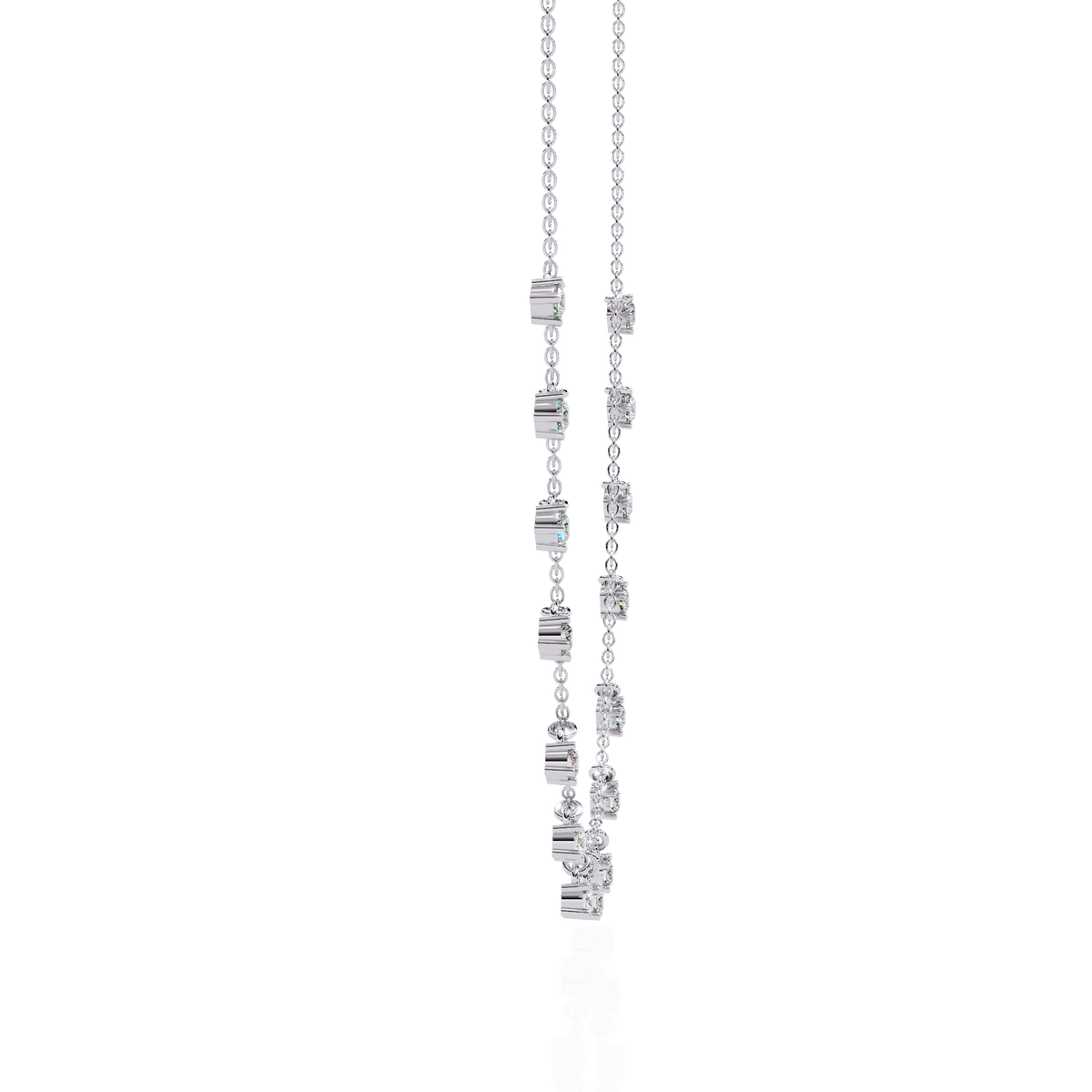 Round Cut Moissanite Diamond Dangle Charm Choker Necklace - View 4