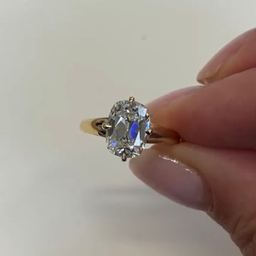 Old Mine Cushion Cut Lab Diamond Solitaire Engagement Ring