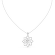 Lotus Motif Flower Pattern Charm Pendant with Round Lab Grown Diamond - View 9