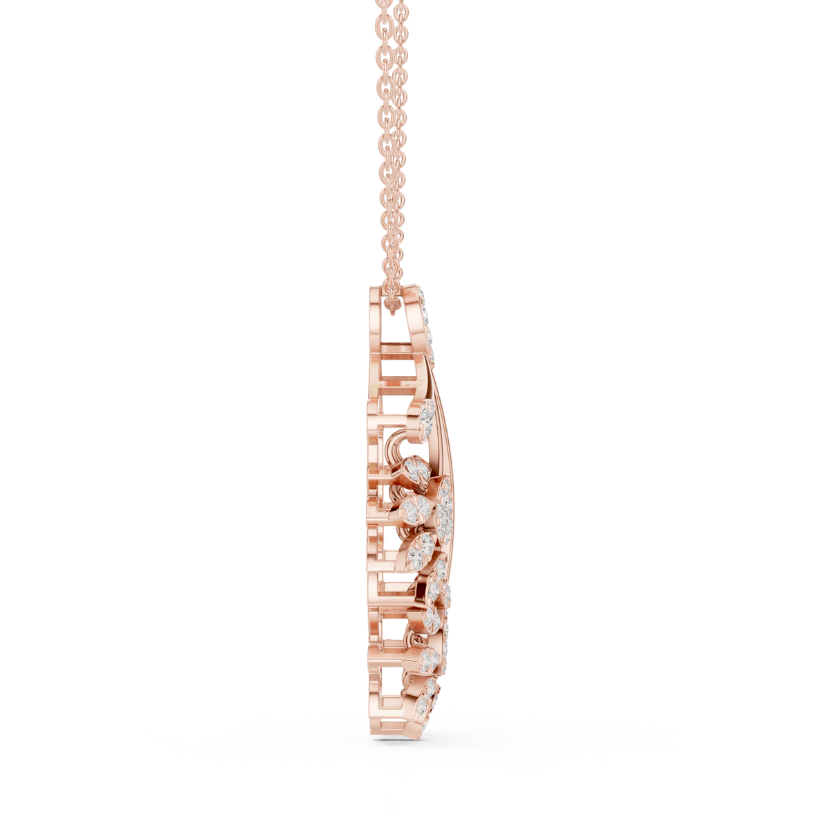 Floral Drop Pendant with Round Moissanite Diamond - View 5