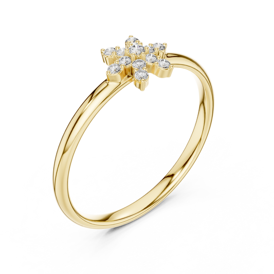 Floral Cluster Round Cut Moissanite Diamond Flower Engagement Ring - View 2